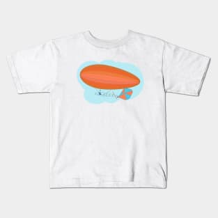 Lady flying Santos Dumont’s dirigible 1903 Kids T-Shirt